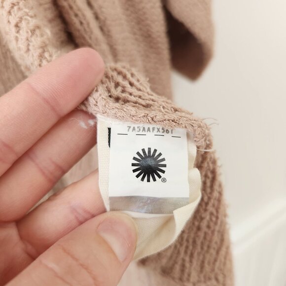 Ugg Linen Open Front Slouchy Cardigan Sweater Wrap Style Knit Slouchy Biege M/L - Picture 6 of 8